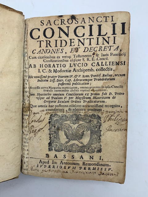 Sacrosancti Concilii Tridentini canones, et decreta cum citationibus ex utroque Testamento & juris pontificii Constitutionibus